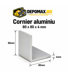 Cornier aluminiu 80 x 80 x 4 mm, 6 metri (EN AW-6060)